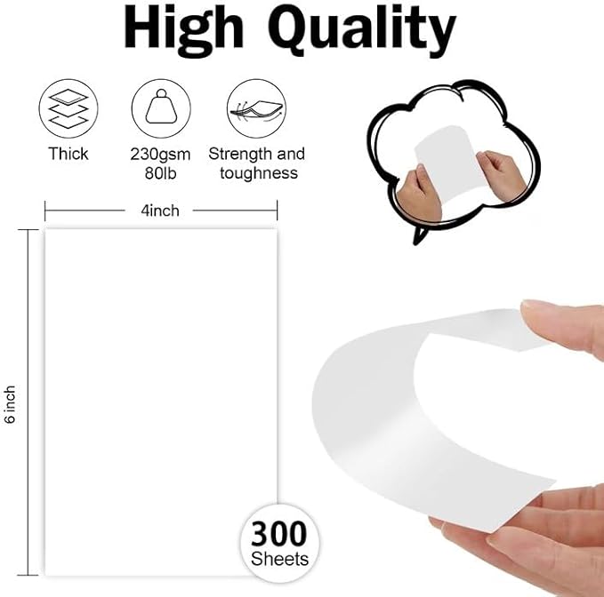 300 Pack White Blank Index Cards 4x6 Thick Paper, Goefun 80lb Heavyweight CardStock Unlined Notecards for Postcards, Photo Paper, Recipe Cards-DeskLoop Office