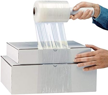 5” Stretch Wrap Mini Film 12 Rolls x 1000 Ft by PackageZoom Industrial Strength Adhering Shrink Wrap Rolls for Box & Furniture Wrapping Heavy Duty, 55 Gauge Clear Plastic Wrap for Moving & Packing-DeskLoop Office