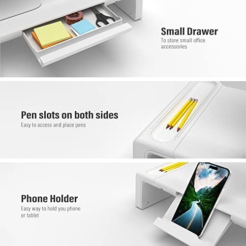 OImatser Monitor Stand Riser 3.0 USB HUB, Type-C Data Port, Foldable Computer Monitor Riser, Adjustable Length Computer Stand and Storage Drawer & Pen Slot, Phone Stand for Computer-DeskLoop Office