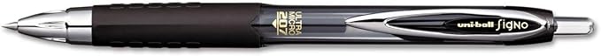 Signo 207 Roller Ball Retractable Gel Pens, Ultra Micro Point (0.38mm), Blue Ink, 6 Count, Bundle with Plastic Reusable Pouch