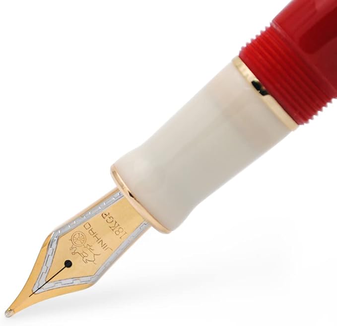 JINHAO 100 Fountain Pen with Ink Converter (Medium Nib 0.7mm, Red & White)-DeskLoop Office