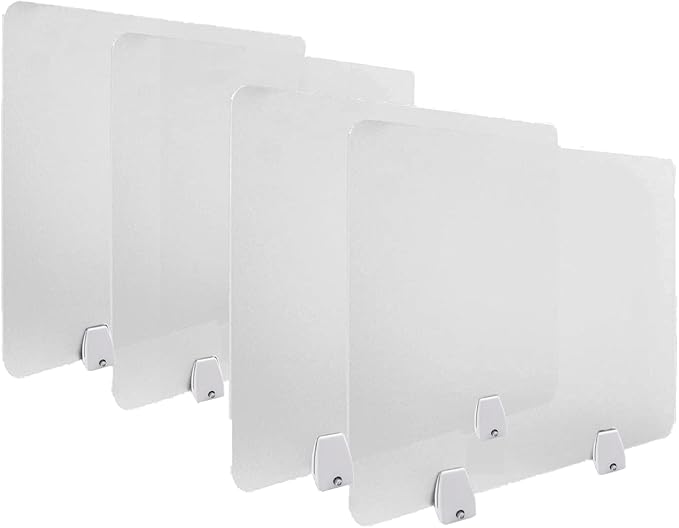 4PCS Desk Dividers Office Partitions, Privacy Desk Panel Protective, Frosted Acrylic Plexiglass Shield with Clamps for Offices Schools Call Centers - 23.6”L X15.8”W-DeskLoop Office