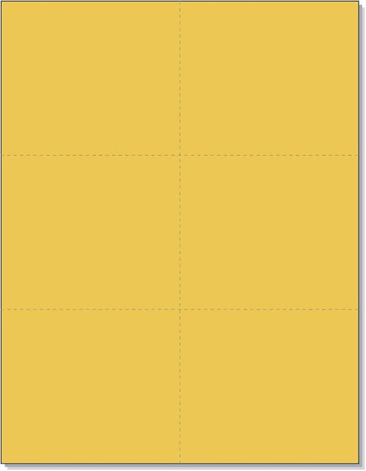 Limited Papers (TM) 8.5x11 Perforated Paper, 20/50 Pound, 75 GSM, Variety of Perforation Sizes and Colors, for Forms, Tickets, Postcards, Business Cards. (Gold, 6 up)-DeskLoop Office