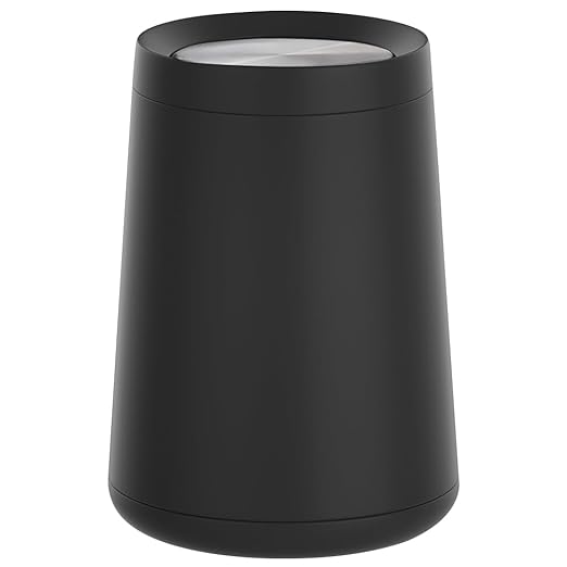 10 L/2.6 Gallon,Matte Black Bathroom Trash Can,Metal Garbage Can with Flipping Lid,for Bathroom, Living Room,Bedroom,Hotel,Office, Laundry Room (Black)-DeskLoop Office