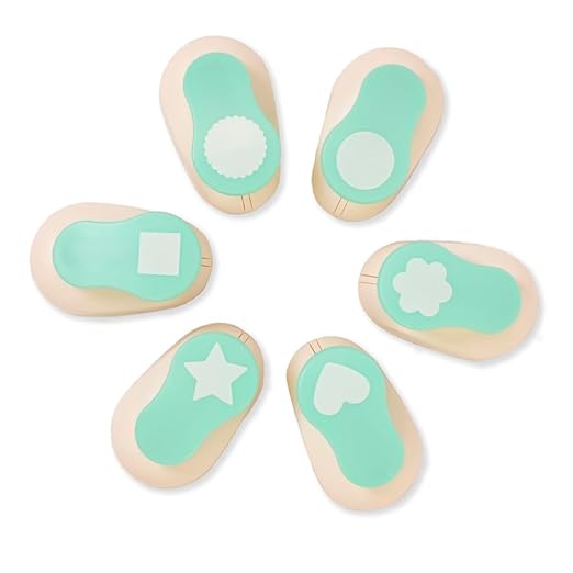 Craftelier - 1 inch Hole Punch Set of 6 for Paper Crafts + 10 Cardstock Colored Paper | Circle, Star, Heart, Scalloped Circle, Square & Flower | Punch Sets for Scrapbooking & Cardstock.-DeskLoop Office
