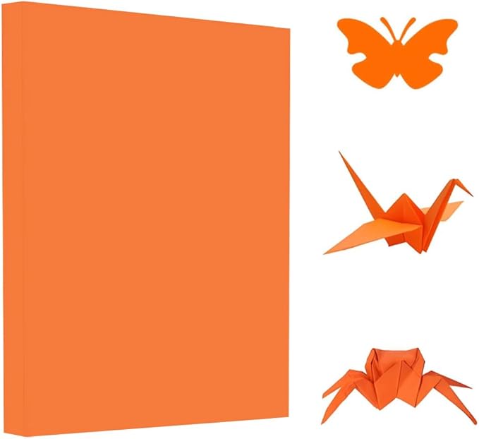 A4 Origami Paper Orange 100 Sheets, 8.27×11.7 inch Double Sided Color Easy Fold Big Origami Paper A4 Colored Copy Papers Thin 70gsm for Beginners, DIY handwork Art and Craft Projects (210 x 297 mm)-DeskLoop Office