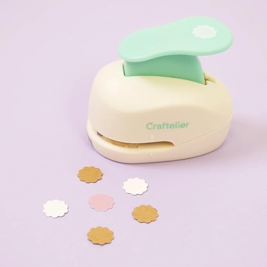Craftelier - 3/8 Inch Circle Scallop Punch with Lever Press | Shape Hole Puncher for Paper Crafts | Scalloped Hole Punch to Create Scrapbooks, DIY Cards & Journals-DeskLoop Office