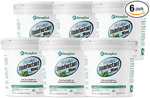 Benefect Botanical Disinfectant Wipes – 1,500 Sanitizing Wipes. 6 Pack of 250 Wipes Per Unit - High Traffic - Gym Wipes, Schools and Food Safe Cleaning (250, 6)-DeskLoop Office