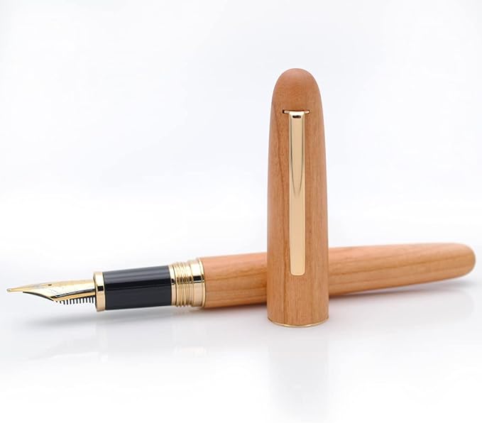 JINHAO 9036 Natural Wood Fountain Pen Handmade Ink Pen (Medium Nib 0.7mm, Cherry Wood)-DeskLoop Office