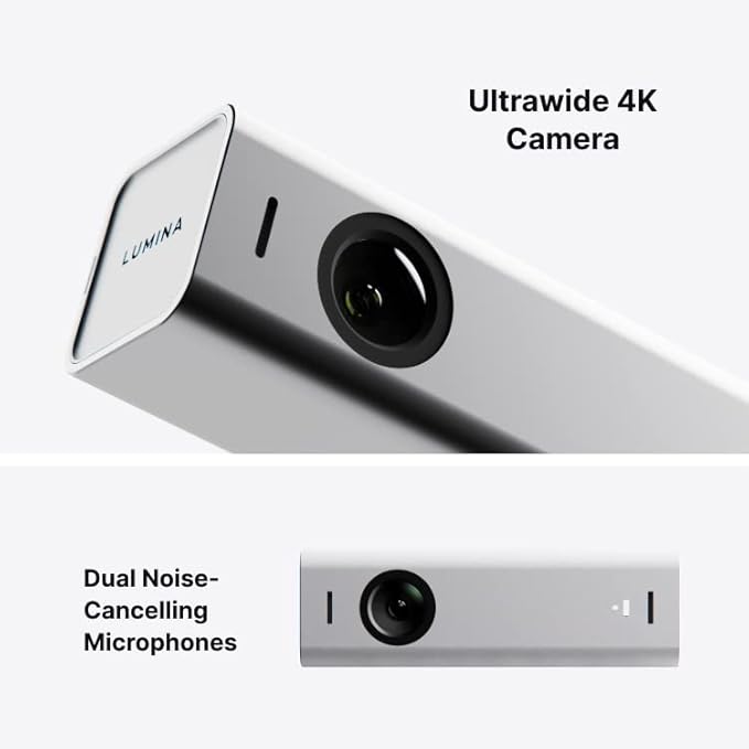 Lumina 4K Webcam: Studio-Quality Webcam Powered by AI. Look Great on Every Video Call. Compatible with Mac and PC (Atomic Grey)-DeskLoop Office