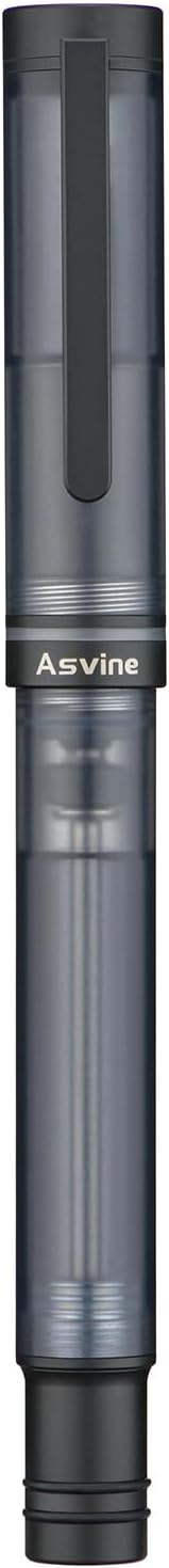 Asvine V200 Titanium Fountain Pen Vacuum Filling, Matte Black Fine Point Transparent Acrylic Smooth Writing Pen Case Set-DeskLoop Office