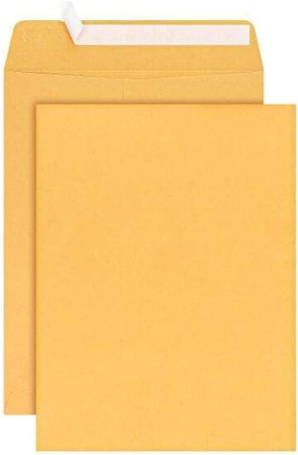 Catalog Envelopes (Open End), Brown Kraft, 28 Pound. 500 Per Pack. (Peel And Seal, 9.5"x12.5")-DeskLoop Office