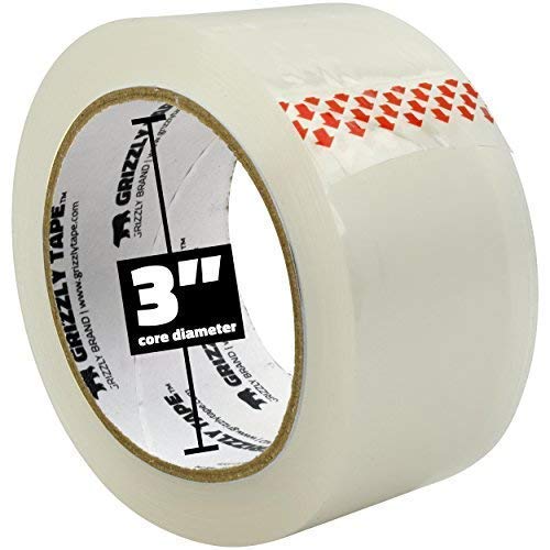 Grizzly Power Clear Packing Tape Refill Rolls for Shipping, Moving Packaging - True 2 Inch x 65 Yards, 2.8mil Thick, 6 Rolls-DeskLoop Office