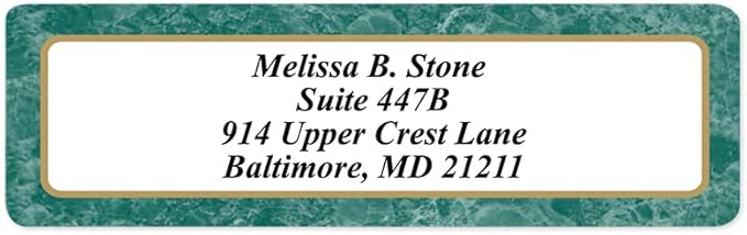 Green Marble Designer Rolled Name & Address Labels with Elegant Plastic Dispenser-DeskLoop Office