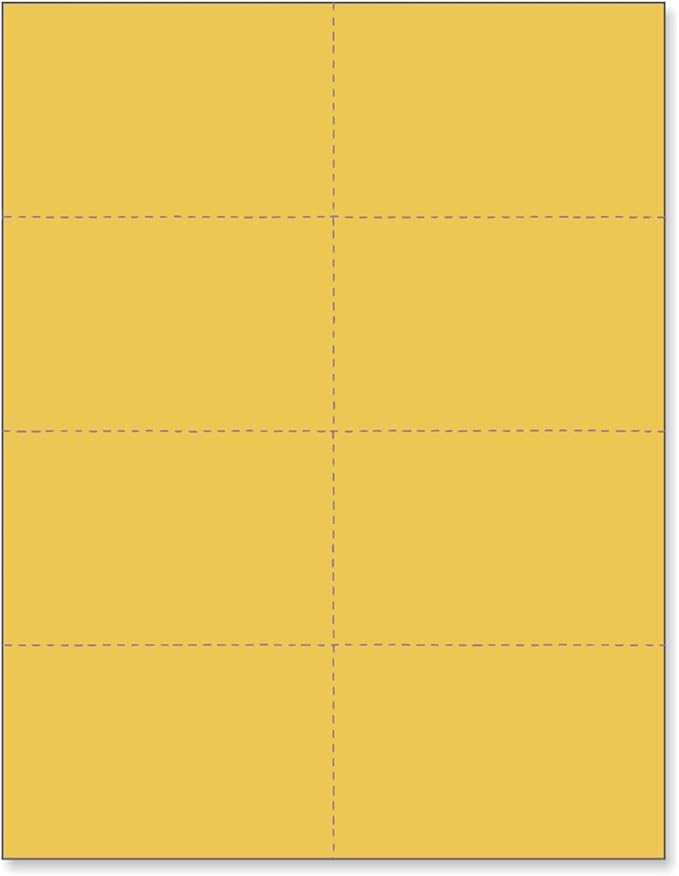 Limited Papers (TM) 8.5x11 Perforated Paper, 20/50 Pound, 75 GSM, Variety of Perforation Sizes and Colors, for Forms, Tickets, Postcards, Business Cards. (Gold, 8 up)-DeskLoop Office