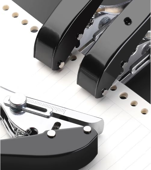 Single Hole Punch 1/4 inch-6mm Round Heavy Duty Hole Puncher Badge Hole Punch Paper Punch Portable Hand Held Long Hole Puncher for Craft Paper Plastic Cardboard Business Card Photos-Black-DeskLoop Office