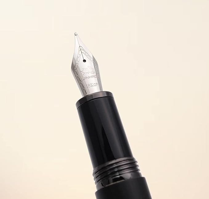 JINHAO 9056 Natural Wood Fountain Pen Handmade Ink Pen (Ebony Wood, Black clip, Medium Nib 0.7mm)-DeskLoop Office