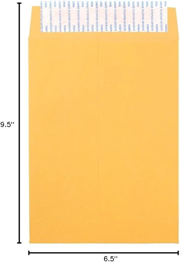 JAM PAPER 6 1/2 x 9 1/2 Open End Envelopes with Peel and Seal Closure - Brown Kraft Manila - Bulk 500/Box-DeskLoop Office