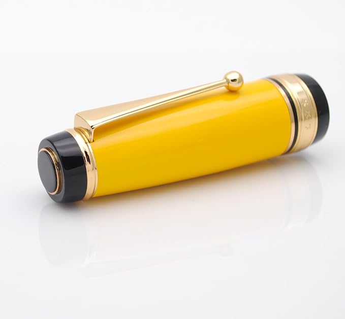 Metal Big Fountain Pen Set Medium Nib 0.7mm, Includes Ink Refill Converter, 5 Ink Cartridges & Gift Box (Medium Nib 0.7mm, Yellow)-DeskLoop Office