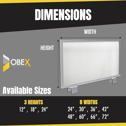 OBEX Screen Extender Polycarbonate Desk Privacy Panel & Divider for Office Cubicle, 12" x 36", Translucent-DeskLoop Office