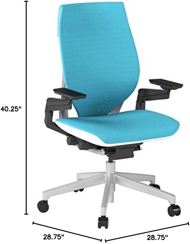 Steelcase Gesture Office Chair - Ergonomic Work Chair with Wheels for Carpet - Comfortable - Intuitive-to-Adjust for Desk - 360-Degree Arms - Blue Jay Fabric-DeskLoop Office