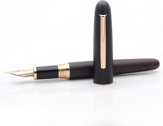 JINHAO 9036 Natural Wood Fountain Pen Handmade Ink Pen (Fine Nib 0.5mm, Ebony Wood)-DeskLoop Office