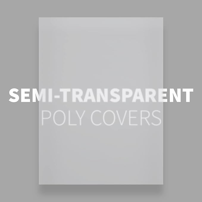 Binditek 50 Pack 15 Mil Frosted Polycover,Semi-Transparent Binding Presentation Covers, 8-1/2 x 11 Inches, Lightly Textured Sand Finish, Square Corners, Un-Punched, Office Supplies