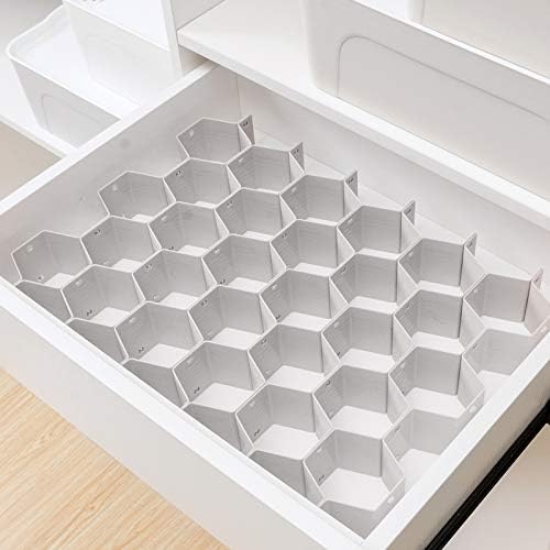 Poeland Drawer Divider Organizer DIY Plastic Grid Honeycomb Drawer Divider Gray 2 Pack-DeskLoop Office