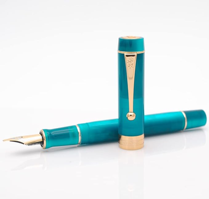 JINHAO 100 Fountain Pen with Ink Converter (Medium Nib 0.7mm, Peacock Blue)-DeskLoop Office