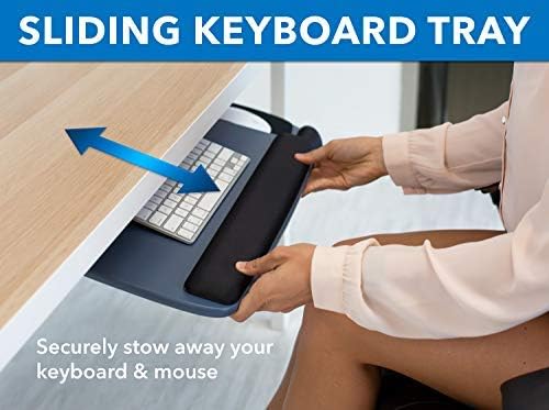 Mount-It! Under Desk Keyboard Tray, Adjustable Keyboard and Mouse Drawer Platform with Ergonomic Wrist Rest Pad, 17.25" Track (MI-7137)-DeskLoop Office