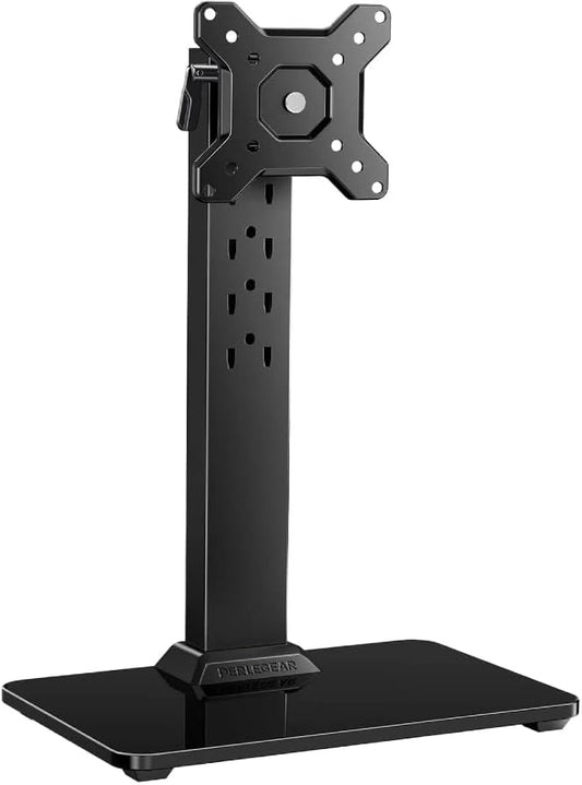 Perlegear Monitor Stand, Freestanding Monitor Mount for 13-34 inch Screens with 360 Degree Rotation, 5 Height Settings, Adjustable Desk Riser with Swivel and Tilt, Max VESA 100x100mm, PGTVS29-DeskLoop Office