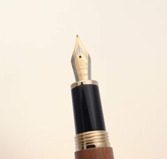 JINHAO 9056 Natural Wood Fountain Pen Handmade Ink Pen (Peach Wood, Medium Nib 0.7mm)-DeskLoop Office