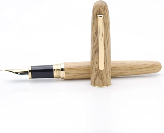 JINHAO 9036 Natural Wood Fountain Pen Handmade Ink Pen (Medium Nib 0.7mm, Oak Wood)-DeskLoop Office