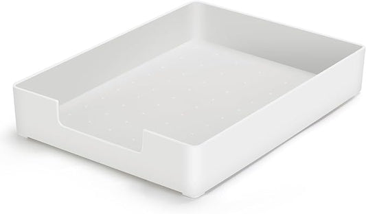 Letter-Size Tray Desk Letter Tray Paper Tray, Sturdy Heavy-Duty Plastic Printer Paper Tray, Single-Tier Stackable File Storage Organizer for Office Home (1, White)-DeskLoop Office