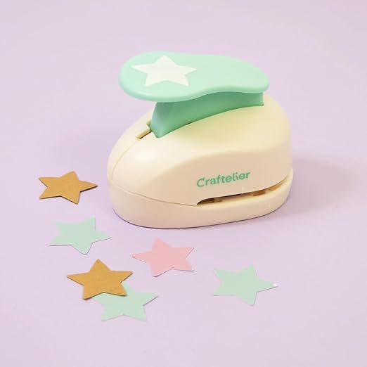 Craftelier - 1 Inch Star Hole Punch with Lever Press β Star Hole Puncher for Paper Crafts | Punch for Scrapbooking, DIY Cards & Journals | Hole Punch Shapes for Paper & Cardstock.-DeskLoop Office