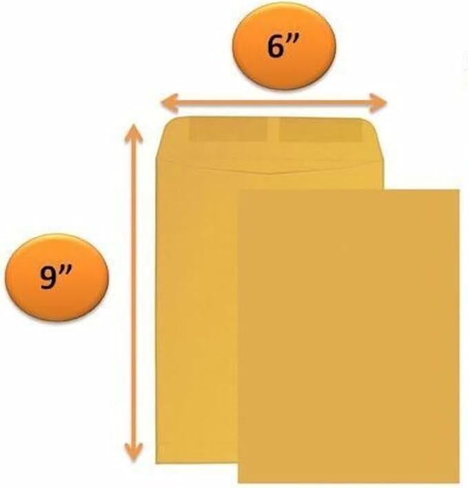 Catalog Envelopes (Open End), Brown Kraft, 28 Pound. 500 Per Pack. (Gummed, 6"x9")-DeskLoop Office