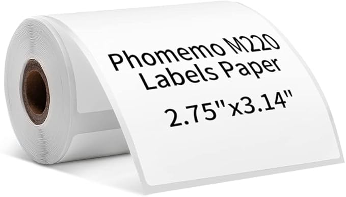 Phomemo Multi-Purpose Square Self-Adhesive Label for Phomemo M220/M250/M260/M221/M200/M421 Label Printer 2.75" x 3.14"(70x80mm), 100 Pcs/Roll Black on White-DeskLoop Office