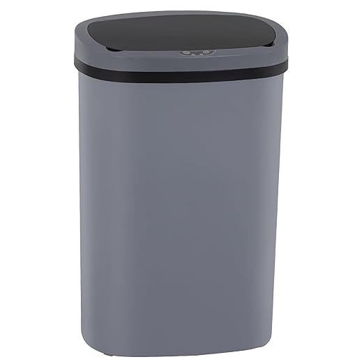 PayLessHere 13 Gallon Trash Can Kitchen Trash Can Automatic Garbage Can with Lid Touch Free High-Capacity Motion Sensor for Kitchen Bedroom Bathroom Office Wateproof Trash Bin (1, Gray)-DeskLoop Office
