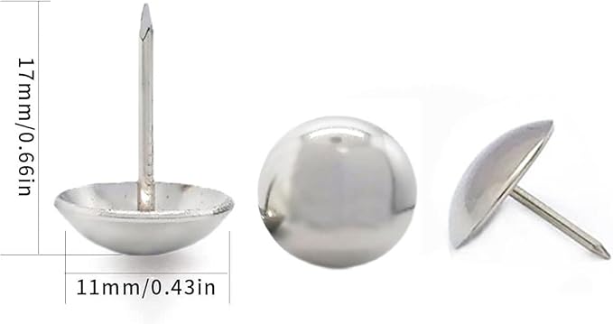 500Pcs Upholstery Tacks, BetterJonny Decorative Furniture Nails Pins Sliver Metal Thumb Tacks for Upholstered Furniture Cork Board, Home Decor(17X11MM)-DeskLoop Office