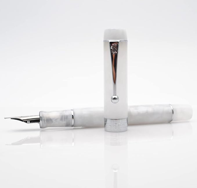 JINHAO 100 Fountain Pen with Ink Converter (Medium Nib 0.7mm, Snow White with Silver Clip)-DeskLoop Office