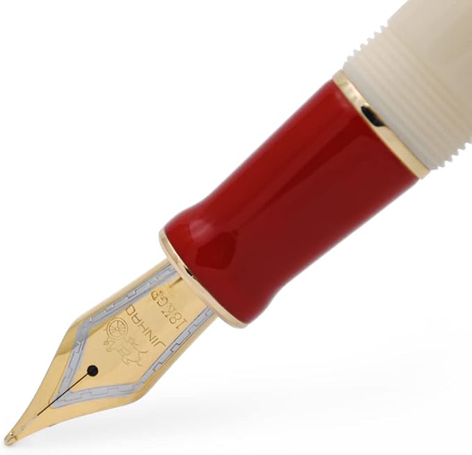 JINHAO 100 Fountain Pen with Ink Converter (Medium Nib 0.7mm, White & Red)-DeskLoop Office