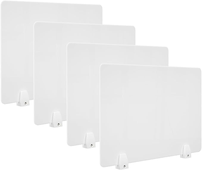 4PCS Acrylic Desk Dividers - 23.6”L x15.8”W White, Office Privacy Partitions with Clamps, Plexiglass Protective Shields for Offices Schools Call Centers-DeskLoop Office