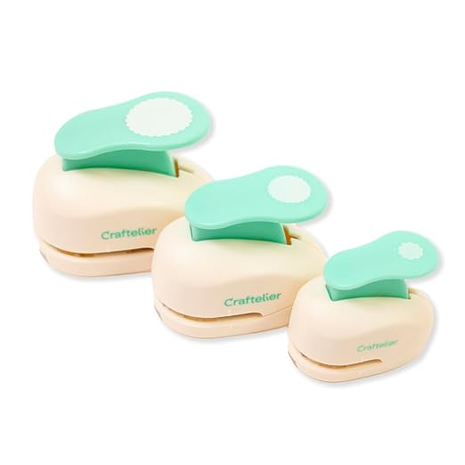 Craftelier - Circle Scallop Punch Set | 3/8", 5/8" & 1" Shape Scalloped Hole Puncher for Paper Crafts | Round Scalloped Hole Punch for Scrapbooking, DIY Cards & Journals | Craft Punch Set for Paper-DeskLoop Office