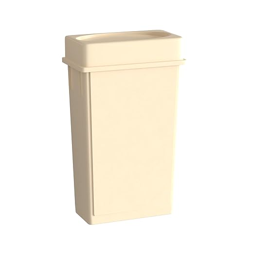 23 Gallon Beige Slim Jim Trash Can with Drop Shot Lid-DeskLoop Office