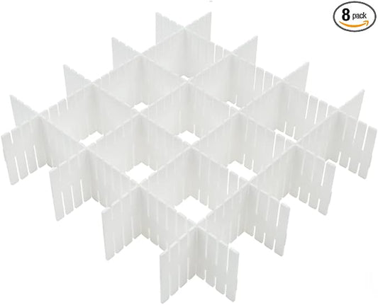 8Pcs Drawer Dividers, Adjustable Drawer Organizer for Socks, Underwear, Makeup, Can Help Tidy Kitchen, Bedroom, Dresser White-DeskLoop Office