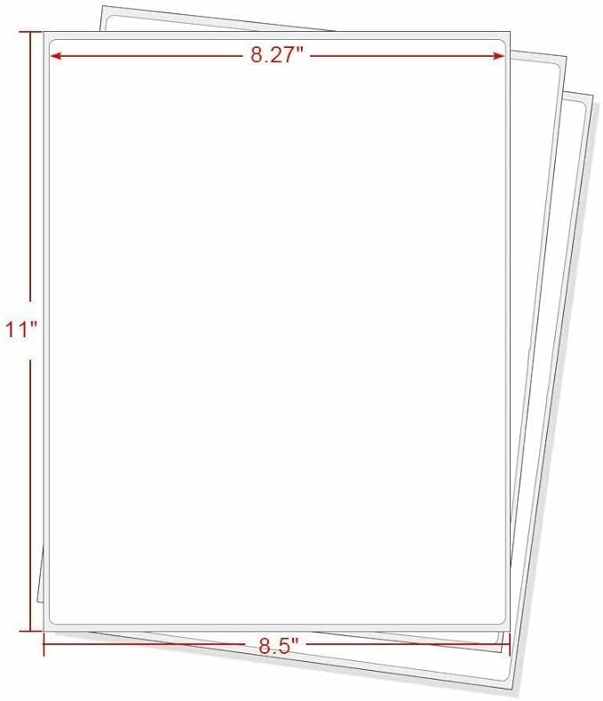 RBHK Sticker Paper, 8.5" x 11" Full Sheet Label Stickers Paper for Laser & Inkjet Printers (500 Sheets, 500 Labels)-DeskLoop Office