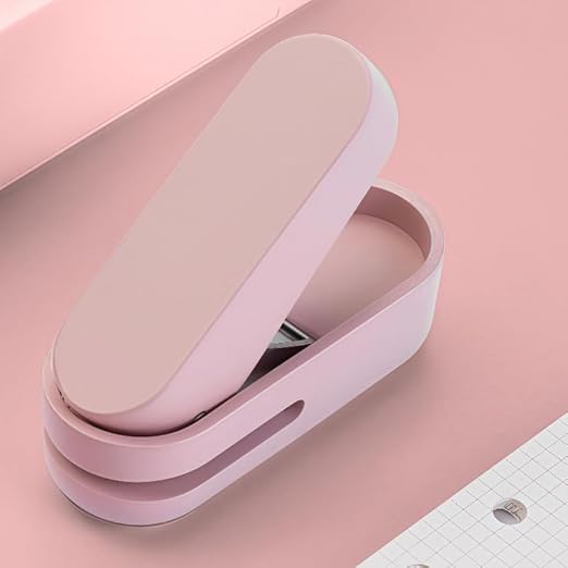 Magnoloran 2 Pack Single Hole Punch, 1/4 inch Mini Small Hole Puncher Heavy Duty Paper Hole Puncher Small Hole Punch One Hole Puncher for Crafts Paper Cards Tags Scrapbook-Pink&White-DeskLoop Office