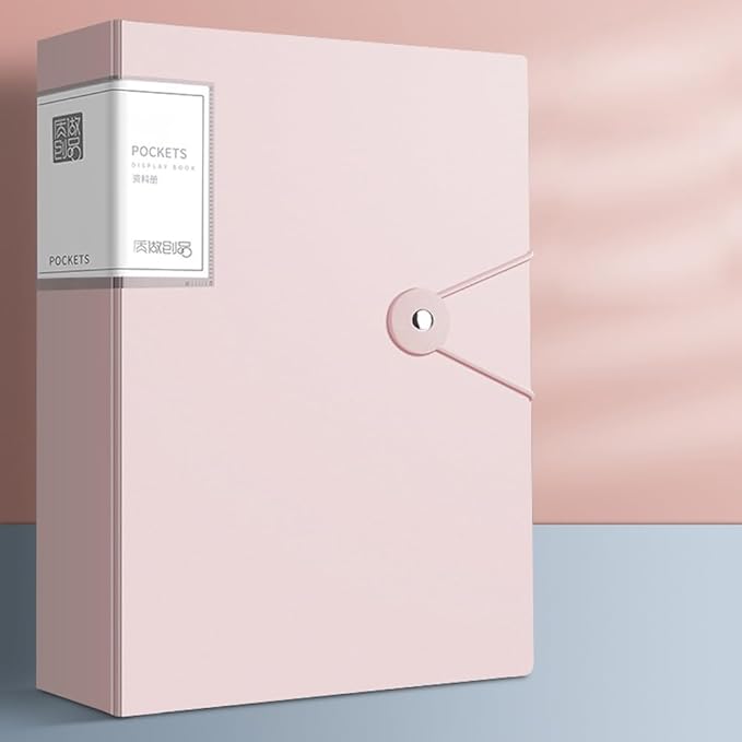 File Folder - 100 Pockets, Durable A4 Letter Size Organizer, Water-Resistant Plastic Dividers, Home/Office/School Document Holder (Pink)-DeskLoop Office