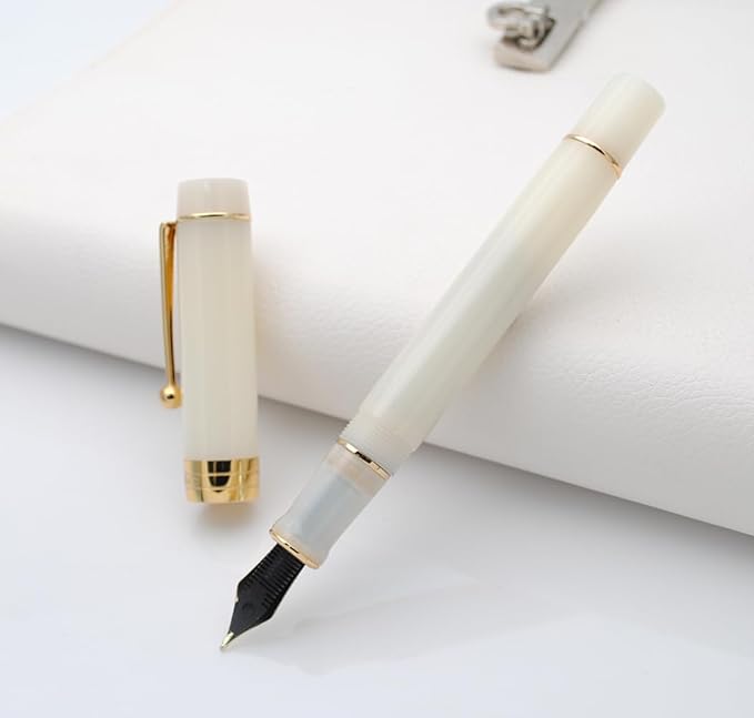 JINHAO 100 Fountain Pen with Ink Converter (Medium Nib 0.7mm, Semi Transparent White)-DeskLoop Office