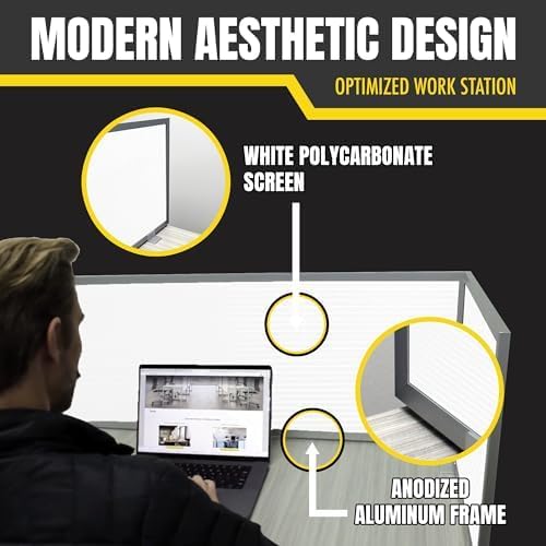 OBEX Polycarbonate Office Desk Mounted Privacy Screen Adjustable Table Top Panel Divider, Universal Aluminum Bracket-USA Made, 24" x 48", White-DeskLoop Office